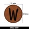 Letter W Uppercase Felt Marker Font Round Iron-On Engraved Faux Leather Patch Applique - 2.5"